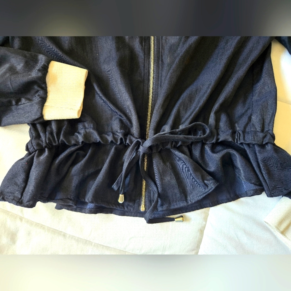 Lucy Paris Dark Blue and White Bomber Jacket - Picture 4 of 16